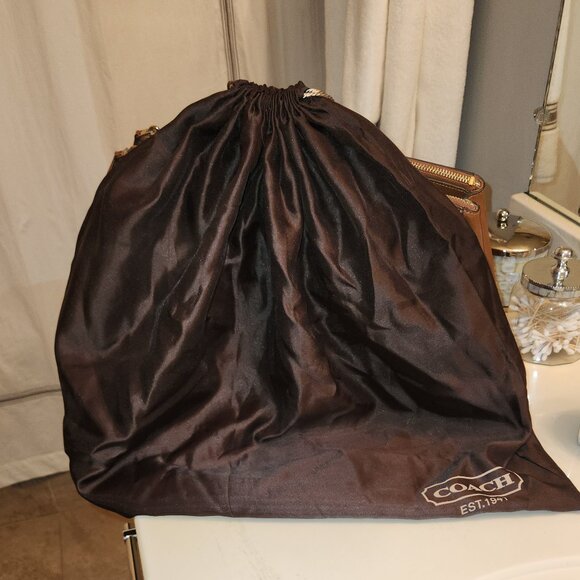 Coach Caramel Leather Tote Bag w Top Handles and Long Strap - Small Repair Req - Picture 10 of 12